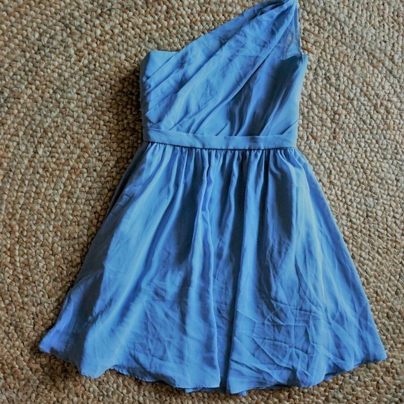 Alfred Angelo Blue Dress S4 1-Shoulder Fit & Flare - Picture 5 of 7